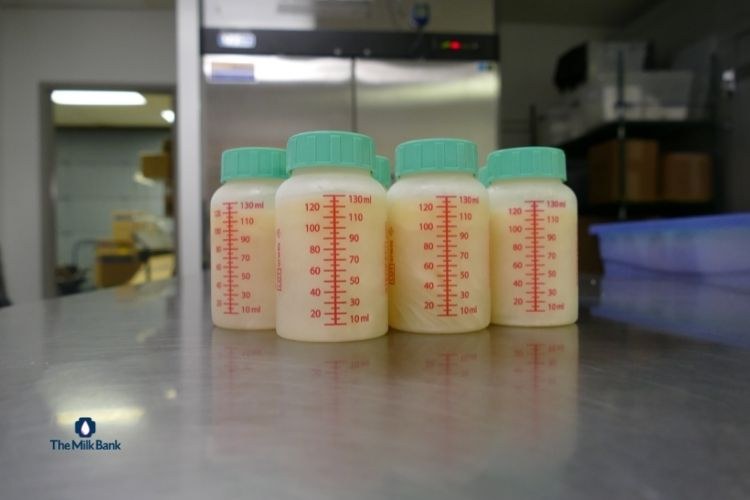 Bottles of donated human milk at The Milk Bank
