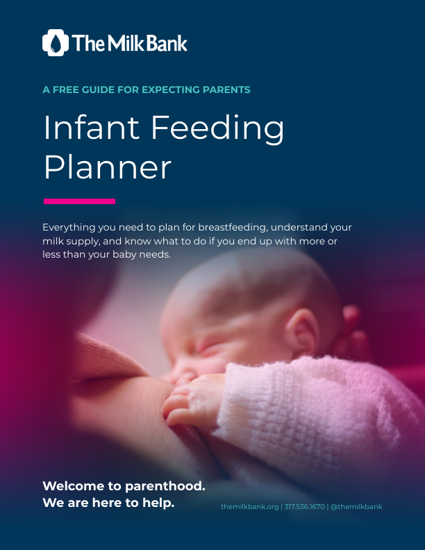 Cover of the Infant Feeding Planner, showing a baby breastfeeding