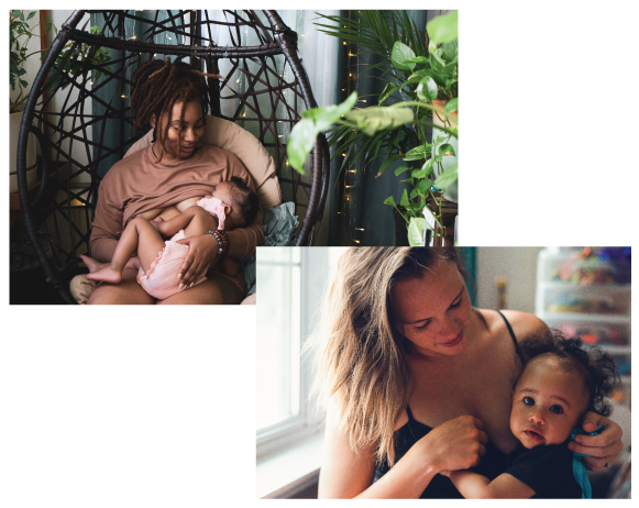 Mothers nursing their babies at home